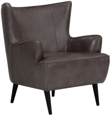 City Furniture: Zander Pewter Leather Accent Chair