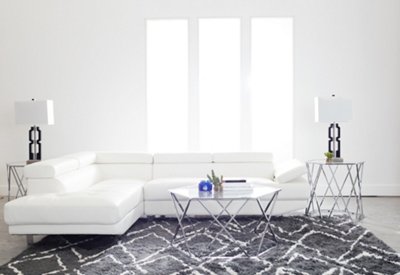 Zane WHITE MICRO Left Chaise Sectional