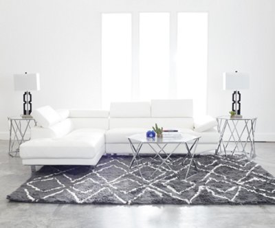 Zane WHITE MICRO Left Chaise Sectional