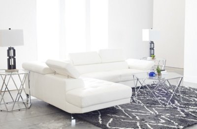 Zane WHITE MICRO Left Chaise Sectional