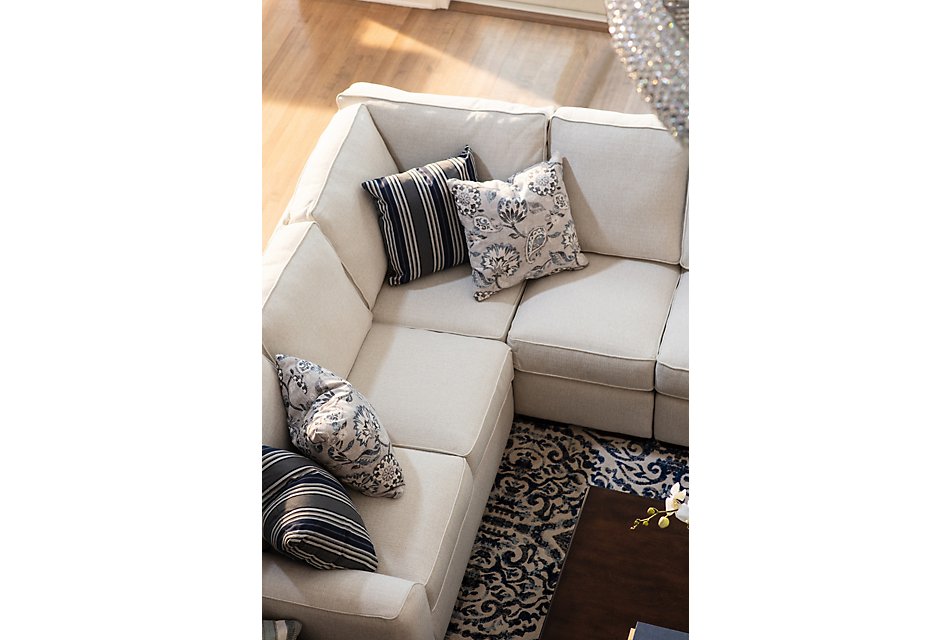 Austin White Fabric Large Two Arm Sectional Living Room