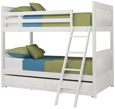 Lauren White Wood Bunk Bed Trundle Bedroom