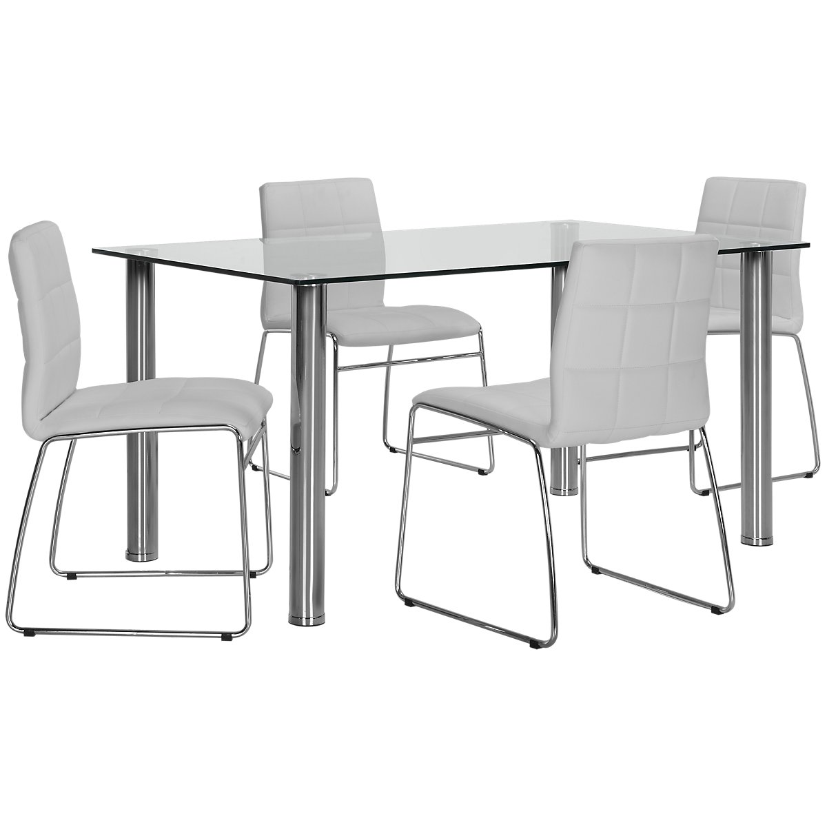 Napoli White Glass Table & 4 Upholstered Chairs