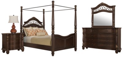 City Furniture Tradewinds Dark Tone Canopy Bed