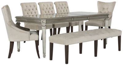 Sloane Light Beige Rect Table 4 Chairs Bench