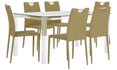 Skyline Light Green Rect Table & 4 Upholstered Chairs | Dining Room