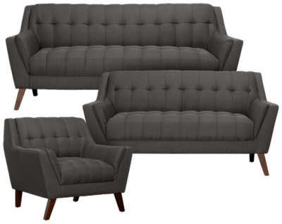 Brentwood Dark Gray Fabric Living Room