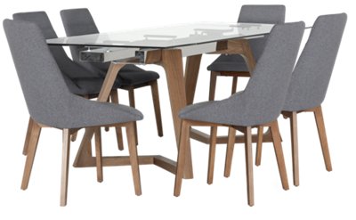 City Furniture Fresno Gray Rectangular Table & 4 Upholstered Chairs
