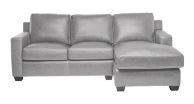 Carson Gray Leather Right Chaise Sectional Living Room Sectionals