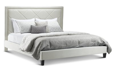 Collin Beige Velvet Platform Bed Bedroom Beds City Furniture