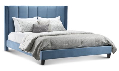 Audrey Blue Velvet Platform Bed Bedroom Beds City Furniture