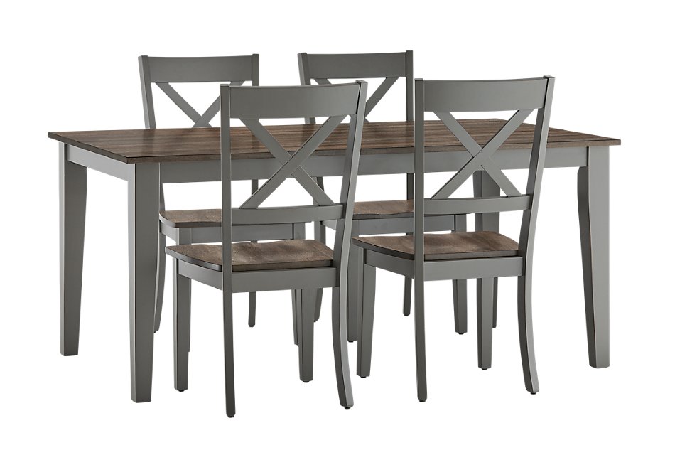 Sumter Gray Rect Table 4 Wood Chairs Dining Room