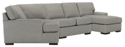 Austin Gray Fabric Right Facing Chaise Cuddler Sectional Living