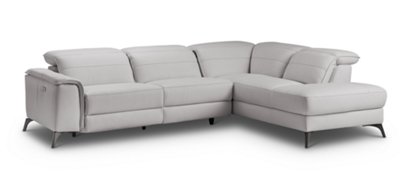 Pearson Gray Leather Right Bumper Power Reclining Sectional Living