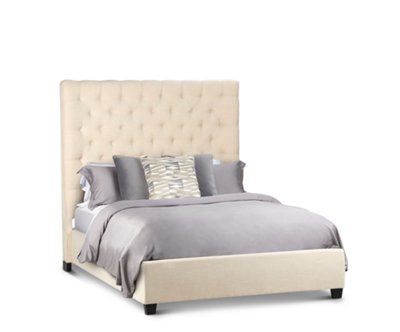Rylee Beige Upholstered Platform Bed Bedroom Beds City Furniture