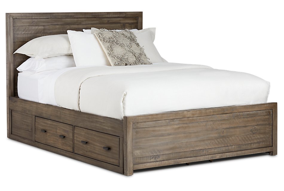 Seattle Gray Wood Platform Storage Bed Bedroom Beds