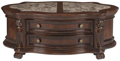 City Furniture Regal Dark Tone Marble Storage Coffee Table