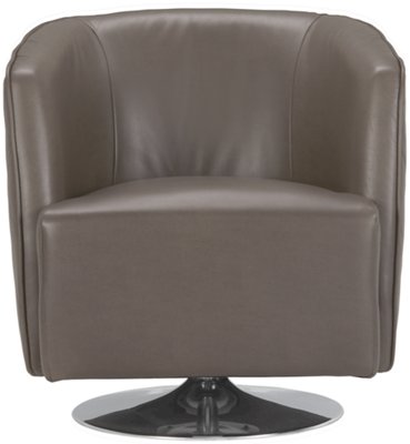 Real Leather Swivel Chair in Grey