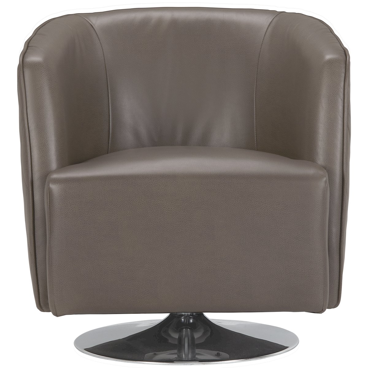 Real Leather Swivel Chair in Grey