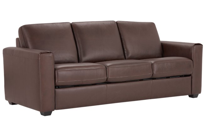medium brown leather sofa