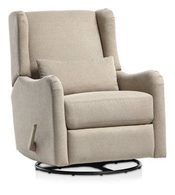 Khaki Fabric Swivel Glider Recliner Living Room Recliners