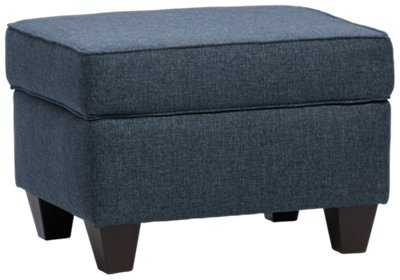 Cameron Blue Fabric Ottoman | Living Room - Ottomans | City Furniture